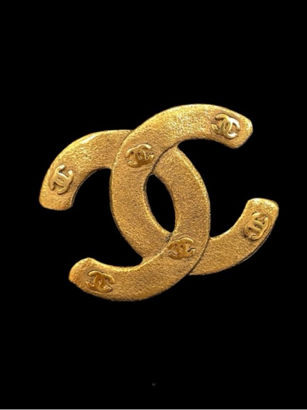 Vintage ChaneI  Logo Brooch Antique Rustic Gold-Tone Timeless Piece
